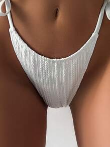 Bottom de bikini con cordón lateral - Blanco - Ver 3