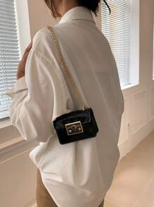 迷你方包素色鏈條帶