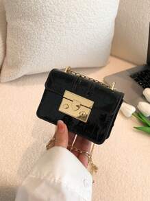 迷你方包素色鏈條帶