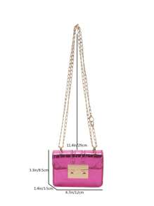 Mini geantă pătrată curea cu lanț cu model metalic