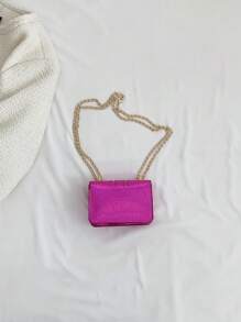 Mini geantă pătrată curea cu lanț cu model metalic