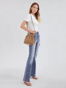 MOTF PREMIUM Túi Crossbody Nữ Dây kéo màu trơn Có thể điều chỉnh được Sẵn sàng Đúng mốt - Màu Khaki - Xem 4