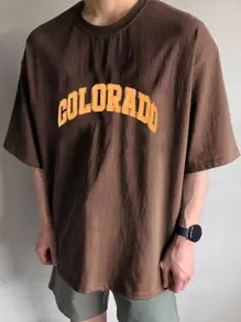 DAZY Đàn ông trở lại trường học bằng vải cotton có họa tiết thả vai - màu nâu - Xem 4