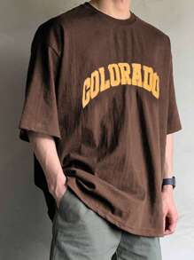 DAZY Đàn ông trở lại trường học bằng vải cotton có họa tiết thả vai - màu nâu - Xem 5