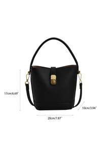 Minimalist Bucket Bag Mini Twist Lock Top Handle - Black - View 3