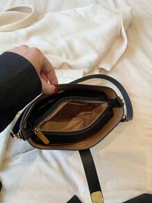 Minimalist Bucket Bag Mini Twist Lock Top Handle - Black - View 6