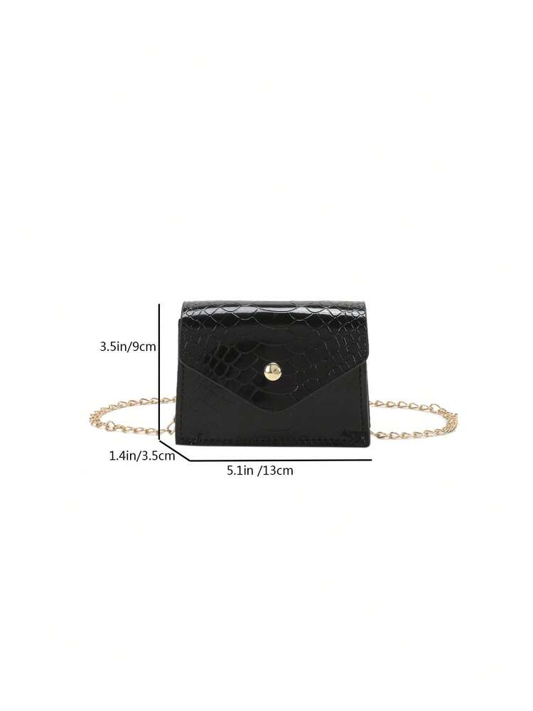 Mini Square Bag Crocodile Embossed Black - Black - View 3