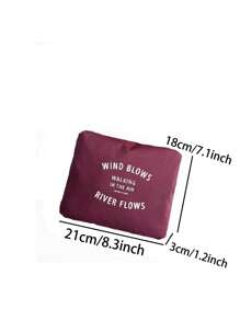 Letter Patch Decor Travel Bag Medium Portable - Burgundy - View 3