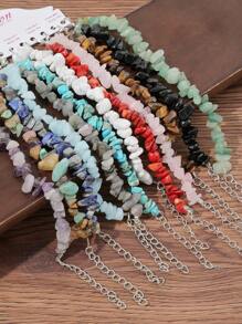 12入組/套石頭裝飾串珠手鏈 - 彩色 - 查看 2