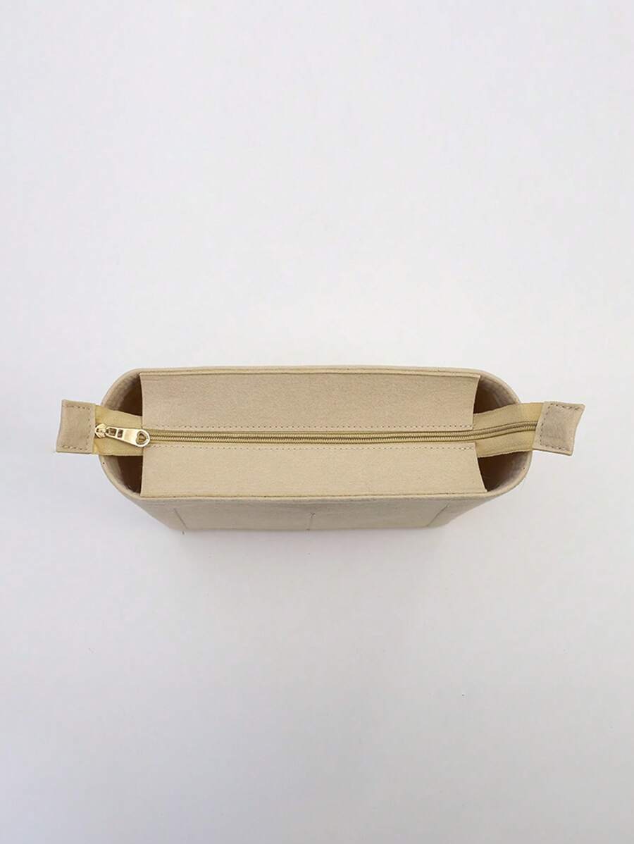 Túi Tối Giản Chèn Túi Sắp Xếp Mỹ Phẩm Bên Trong Túi Có Dây Kéo Túi Nỉ Bên Trong - Màu Khaki - Xem 1