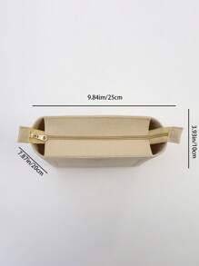 Túi Tối Giản Chèn Túi Sắp Xếp Mỹ Phẩm Bên Trong Túi Có Dây Kéo Túi Nỉ Bên Trong - Màu Khaki - Xem 2