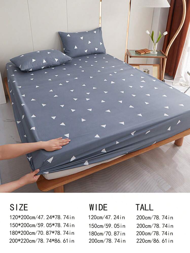 1 pieza Sábana bajera ajustable con estampado de triángulo ajustado moderno de tela para casa - Multicolor - Añade 2