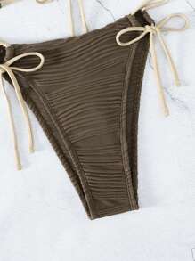 Swim SXY Bãi biển mùa hè Áo ngực một vai & Cà vạt bên dưới Bộ bikini Bộ đồ tắm - Cà phê nâu - Xem 6