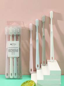 4入組素色牙刷和3入組漱口杯和1入組收納架