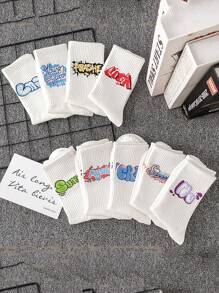 9 pares Calcetines de tripulación con estampado de dibujos animados - Multicolor - Ver 3