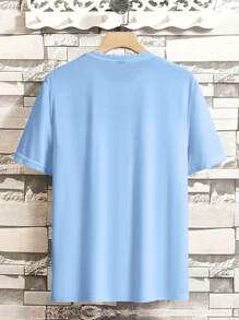 Manfinity Homme Men Building & Letter Graphic Tee - Blue - View 2
