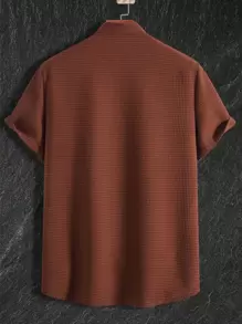 Manfinity Homme Men Solid Pocket Patched Shirt Without Tee - Coffee Brown - View 2