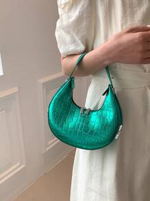 Crocodile Embossed Hobo Bag Small Funky - Green - View 1