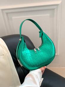Crocodile Embossed Hobo Bag Small Funky - Green - View 5