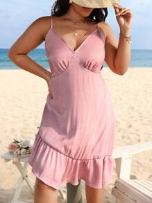 SHEIN LUNE Cami Kleid mit Rüschenbesatz, - Pink - Übersicht 6