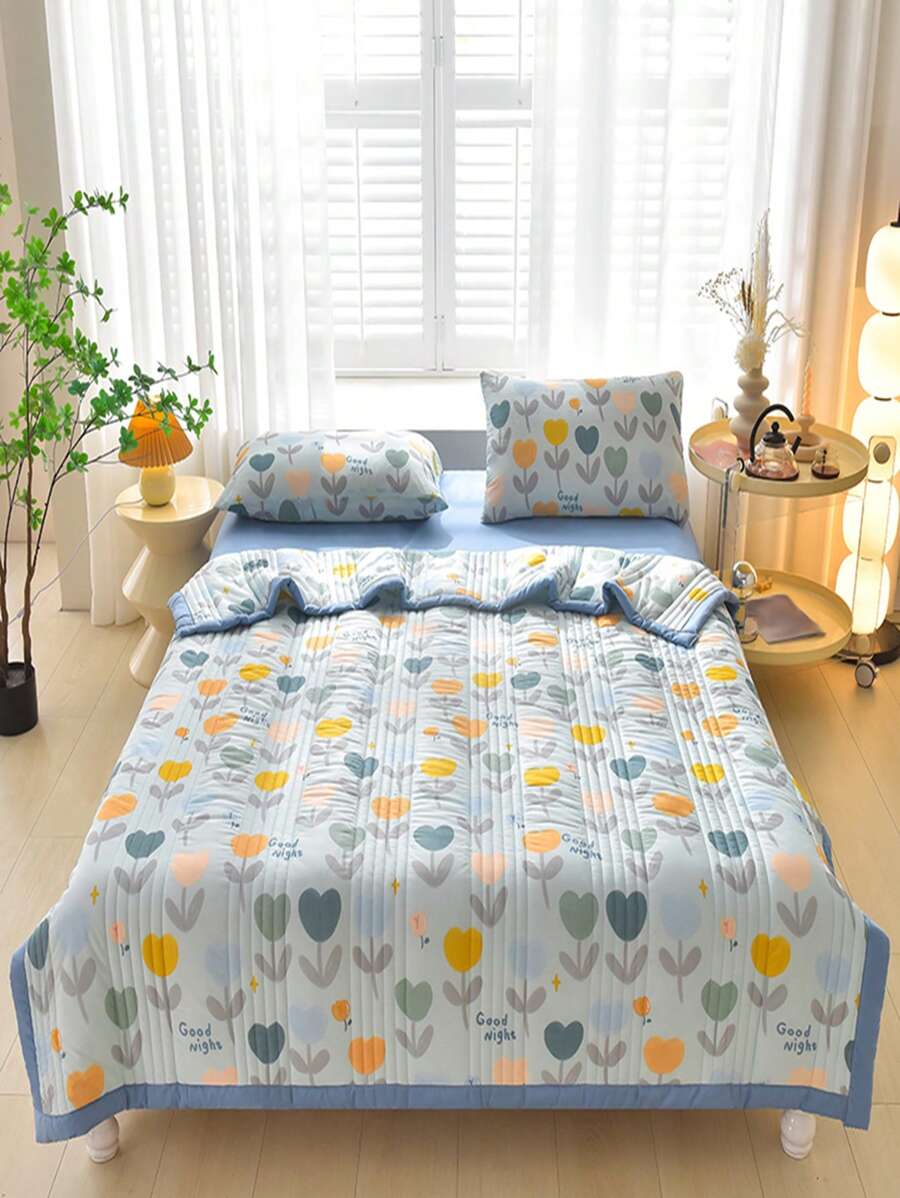 Sábana bajera con patrón floral - Multicolor - Ver 1