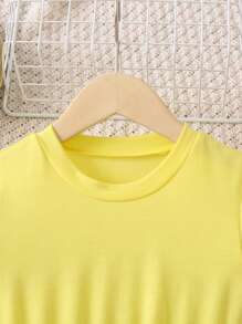 SHEIN 小女童撞色褶邊連衣裙 - 彩色 - 查看 3