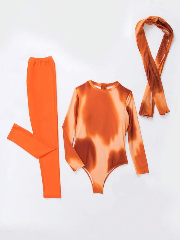 SHEIN Swim Mulvari Tie Dye One Piece Swimsuit & Beach Pants & Beach