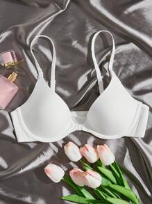 حمالة صدر موحدة اللون أسلوب أساسي - أبيض - مشاهدة 1