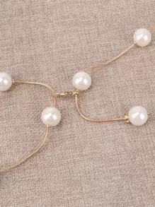 1 件女士仿珍珠装饰优雅链式腰带，适用于万圣节夏季、秋季、学校、万圣节的礼服装饰 - 金色 - 查看 3