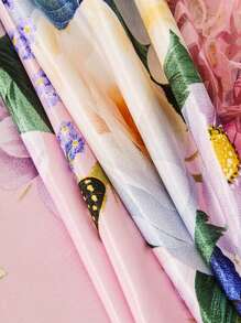 3 piezas/set de sábanas con estampado de flores, juego de sábanas de tela romántica para el hogar - Multicolor - Ver 9