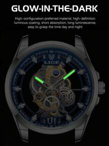 LIGE Men Hollow Out Round Pointer Quartz Watch - Blue - View 4