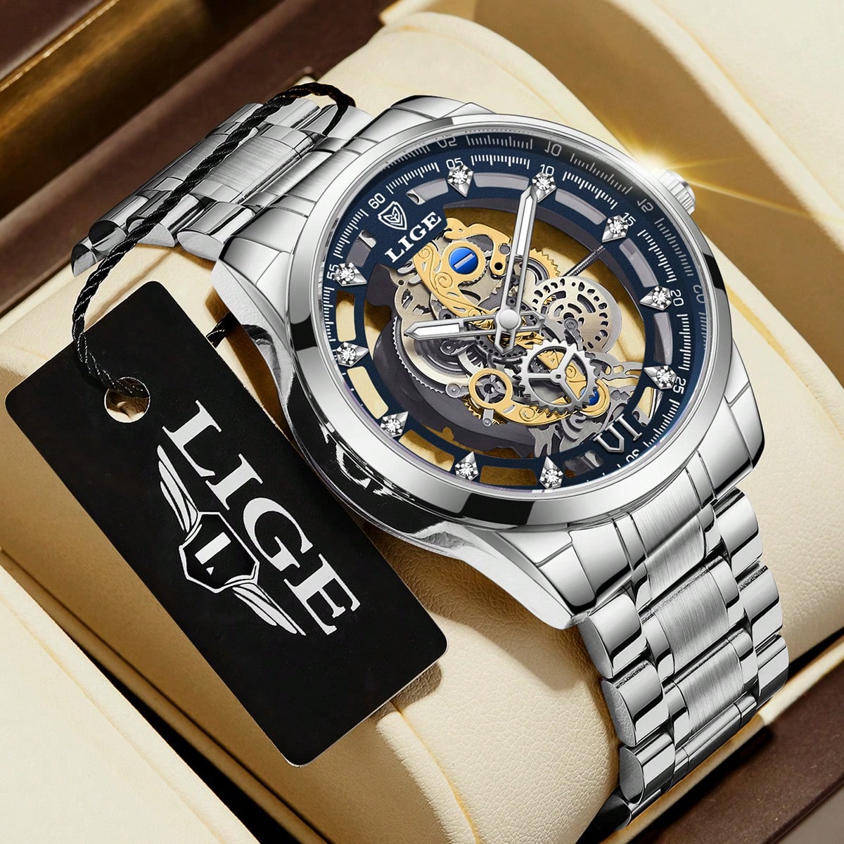 Reloj de cuarzo para hombre con puntero redondo hueco