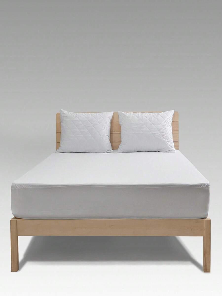 1pc White Fitted Sheet, Modern Fabric Waterproof Fitted Bottom Sheet For Home - White - View 1