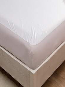 1pc White Fitted Sheet, Modern Fabric Waterproof Fitted Bottom Sheet For Home - White - View 3