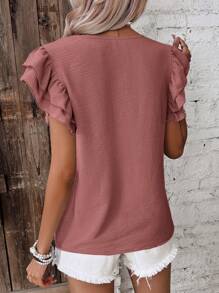 SHEIN Frenchy Solid Butterfly Sleeve Blouse