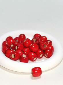 30 cái/bộ Phụ kiện trang sức tự làm hạt gỗ - Đỏ - Xem 1