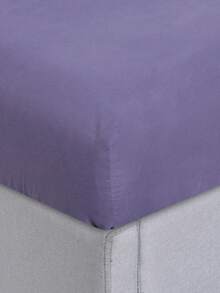 1pc Solid Color Purple Fitted Sheet, Modern Soft Stretchy Fitted Bottom Sheet For Bedroom - Purple - View 2
