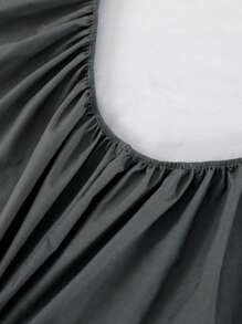 1pc Solid Color Dark Grey Fitted Sheet, Modern Soft Stretchy Fitted Bottom Sheet For Bedroom - Dark Grey - View 3
