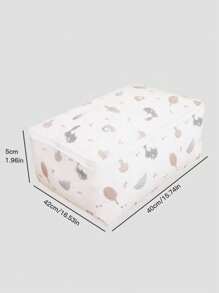 1pc Cartoon Bear & Heart Pattern Bedspread, Cartoon Animal Pattern Quilted Detail Quilt For Bedroom - Multicolor - View 4