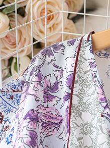 SHEIN Clasi Vestido con estampado floral de cuello cruzado de manga mariposa - Multicolor - Ver 4