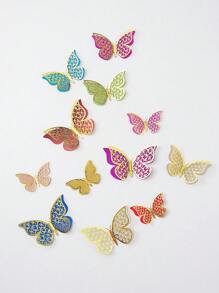 12 Miếng Dán Bướm Sáng Tạo 3D Hai Lớp Lấp Lánh, Giấy Dán Tường Trang Trí Trang Trí Nhà - Nhiều màu - Xem 5