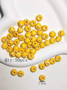 50 cái/bộ Hạt Phụ kiện trang sức DIY - Màu vàng - Xem 3