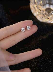 CHOSHILAR 1 cặp hoa tai đính đá Cubic Zirconia quyến rũ dành cho phụ nữ để trang trí hàng ngày cho ngày lễ tình nhân, mẹ, mẹ, ngày của mẹ, quà tặng - Bạc - Xem 6