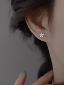 CHOSHILAR 1 cặp hoa tai đính đá Cubic Zirconia quyến rũ dành cho phụ nữ để trang trí hàng ngày cho ngày lễ tình nhân, mẹ, mẹ, ngày của mẹ, quà tặng - Bạc - Xem 7