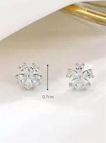 CHOSHILAR 1 cặp hoa tai đính đá Cubic Zirconia quyến rũ dành cho phụ nữ để trang trí hàng ngày cho ngày lễ tình nhân, mẹ, mẹ, ngày của mẹ, quà tặng - Bạc - Xem 8