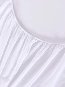 1pc Solid Color White Fitted Sheet, Modern Soft Stretchy Fitted Bottom Sheet For Bedroom - White - View 4