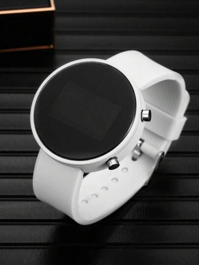 Đồng hồ kỹ thuật số nữ tối giản dây đeo silicon trắng, màn hình LED tròn, đồng hồ điện tử dành cho nữ sinh và học sinh, đồng hồ thể thao thường ngày với dây đeo cao su mềm, phụ kiện đồng hồ đeo tay thời trang dễ thương.