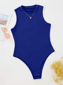 EMERY ROSE Body tank unicolor de cuello alto - Azul Marino - Ver 1