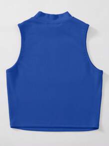 SHEIN Unity Mock Neck Crop Tank Top Without Necklace - Royal Blue - View 2