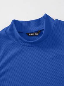 SHEIN Unity Mock Neck Crop Tank Top Without Necklace - Royal Blue - View 4